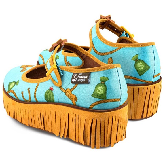 Chocolaticas Unique Sheriff Fringe Women's Mary Jane Platform - Picture 5 of 7